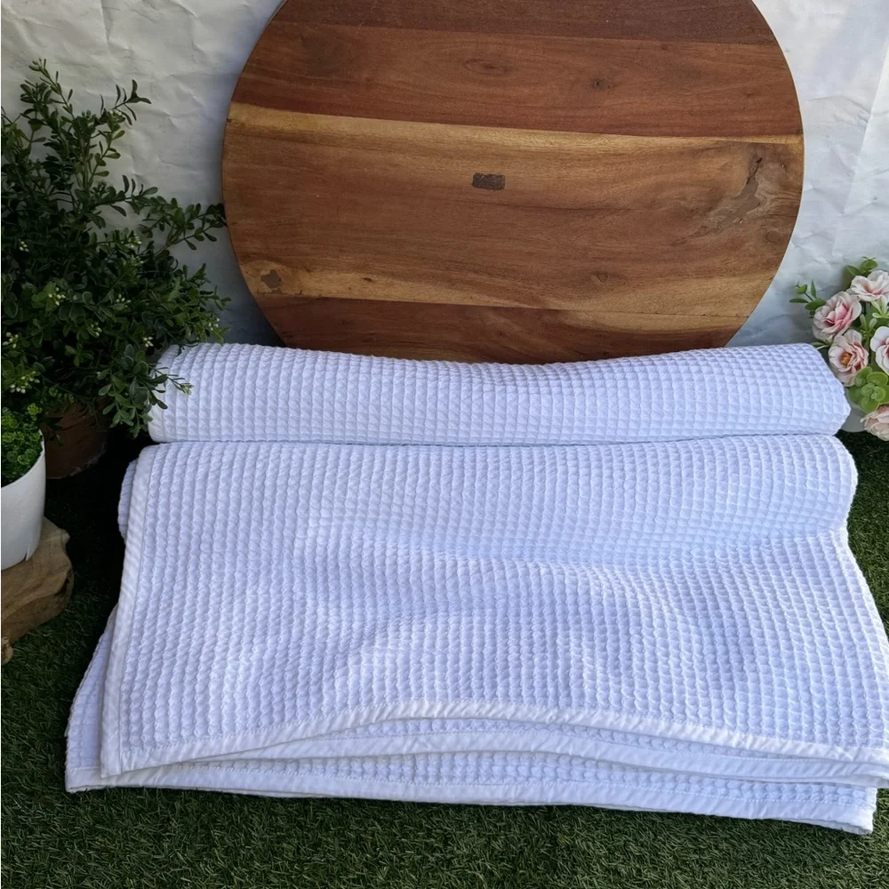BOLL & BRANCH Waffle Organic Cotton Blanket White Waffle size Full/ Queen